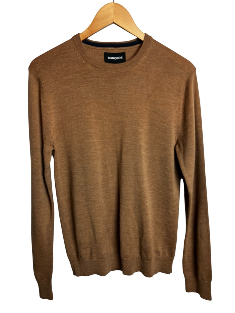 Bonobos Men's Crewneck Sweater in Camel Brown Size Small